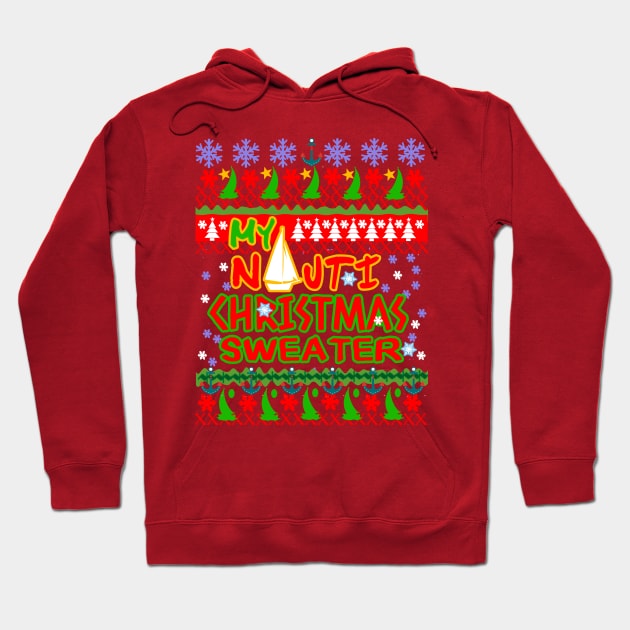 Nautical Ugly Christmas Sailing Sweater Hoodie by Sailfaster Designs